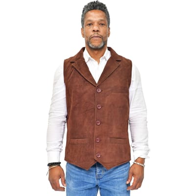 Heren klassiek glad geit suède leren vest-Exeter