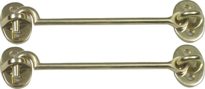 AMIG windhaak / windhaken - 2x - messing - goudkleur - L12.5 cm - D5 mm - met schroefoog