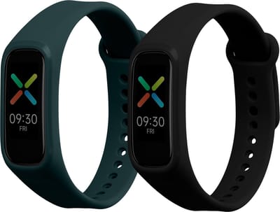 kwmobile 2x horlogebandjes geschikt voor Oppo Band Sport bandje - Smartwatch bandjes van TPU - Activity tracker horloge band in zwart / blauwgrijs
