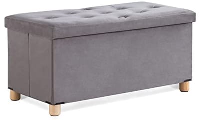 Opvouwbaar Voetenbankje met Opbergruimte - Multifunctionele Zitbank 76 x 38 x 38 cm - Grijs