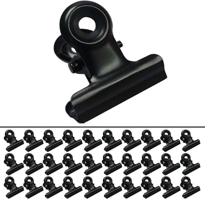 carmdering - Ronde Bulldogclips - Ronde Klemmen - Paperclips - Sterke Klemkracht - Veilig Ophangen - Roestvrij Staal - Premium Zwart - Veelzijdig Gebruik - 30 Stuks