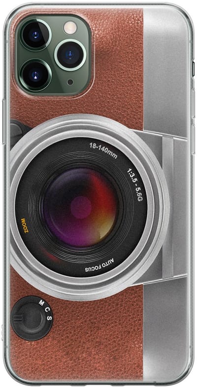 Leuke Telefoonhoesjes - Hoesje geschikt voor iPhone 11 Pro - Vintage camera - Soft case - TPU - Print / Illustratie - Bruin