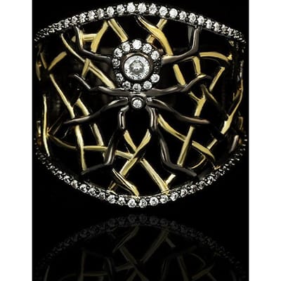 Nieuwe Gotische Stijl Vlinder Vlinder Diamant Ring Europese en Amerikaanse Retro Zwart en Goud Tweekleurige Ring No. 10 black