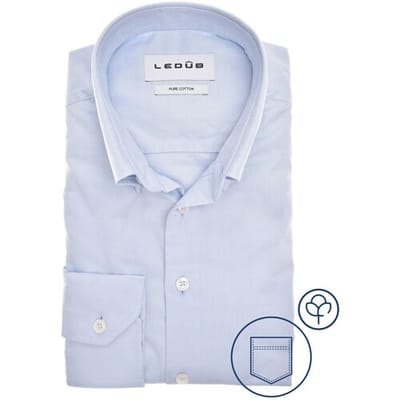 Ledub modern fit overhemd - popeline - lichtblauw - Strijkvriendelijk - Boordmaat: 38 (EU maat: S)