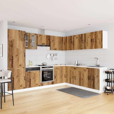 vidaXL - 14-delige - Keukenkastenset - Kalmar - bewerkt - hout - oud - houtkleurig