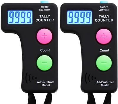Digitale Hand Tellers - Elektronische Klikkers - Activiteiten Registreren - Geluid Uit Schakelbaar - 2 Stuks - Zwart