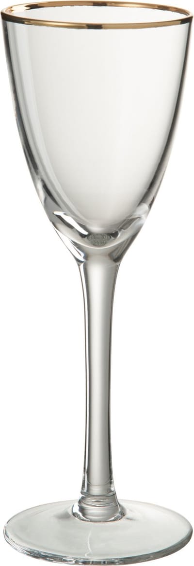 J-Line glas witte wijn Gouden Rand - glas - transparant/goud - 4 stuks