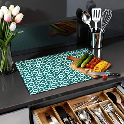 KitchenArt - Emerald Bloom – Inductie Beschermer - 59x52 cm - Kookplaat Beschermer - Luxe Afdekplaat Inductieplaat - Anti-slip & Oprolbaar - Beschermmat Inductiekookplaat
