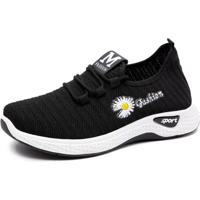 Nieuwe Zhenfei Geweven Casual Sneaker Dames Zachte Zool Ademende Hardloopschoenen Trendy Mama Schoenen 40 black
