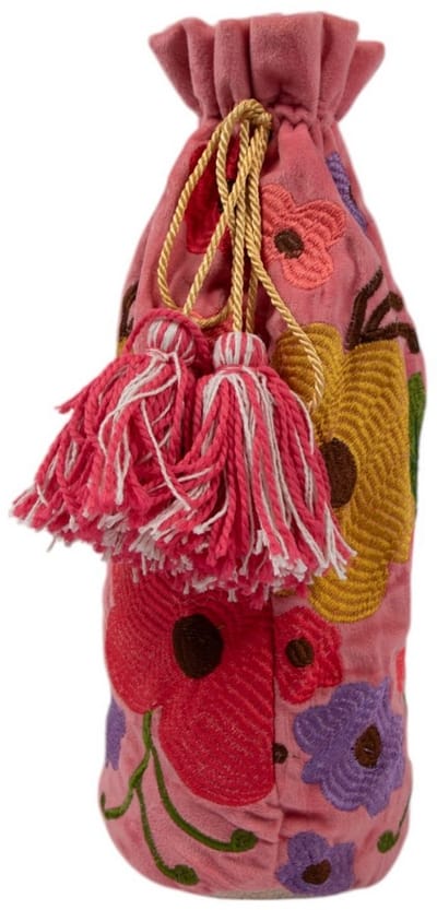 Wijn fles hoes Joy roze h37 x 12cm