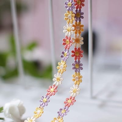 Decoratief Bloemenkant Lint 12 mm Breed Voor Knutselen en Tafeldecoratie