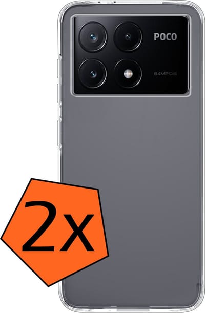 Hoes - 2 Stuks - Geschikt voor Xiaomi Poco X6 Pro 5G - Sterk & Shockproof - Case Siliconen - Back Cover - Telefoon Hoes - Transparant