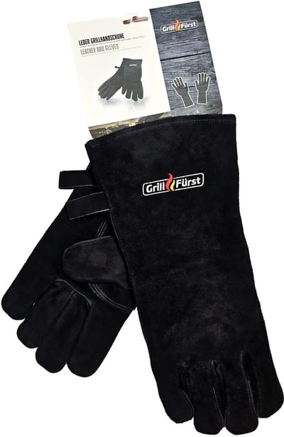 Thijox - Grillhandschoen Hittebestendig Leren 100% Rundersplitleer - Barbecuehandschoenen 40 cm voor BBQ, Oven en Vuurplaats - Robuuste Kookhandschoen