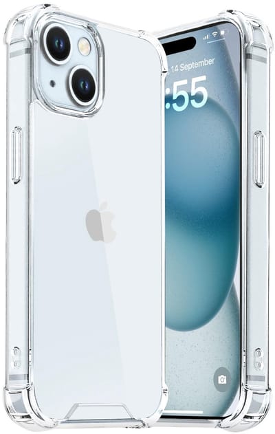 Ultra-Hybrid Schokbestendig Hoesje KKG - Crystal Clear Geschikt voor: Apple iPhone 15 Plus| Transparante achterkant Hard Back Cover & TPU Siliconen Bumper