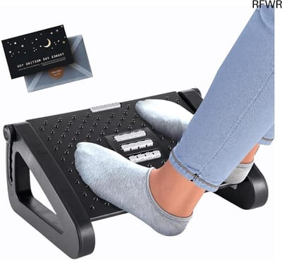 RFWR® Verstelbare Ergonomische Voetensteun met Massagefunctie voor Thuis en Kantoor