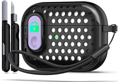 Stevige Hoes met Vergrendeling voor Airpods Pro - Schokbestendig Ontwerp in Zwartpaars