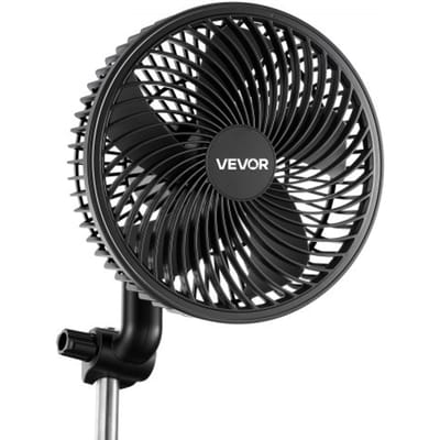 VEVOR kweekventilator met clip, oscillerend, 10W clipventilator met Type-C-aansluiting, 9 snelheidsstanden en circulatiemodus, luchtcirculatieventilator voor luchtstroom en koeling in kweekkasten en kweektenten, zwart