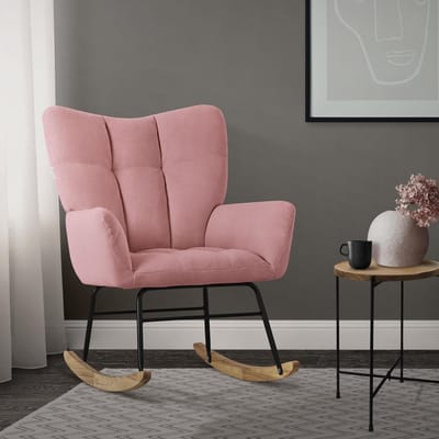 Schommelstoel - Relaxstoel - Ontspannen - Badstof look - 88 x 69 x 95 cm - Roze