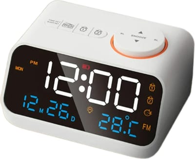 Wekkerradio op Netstroom - Klokradio met Wekker - Digitaal - Led Display Klok - Wake-up Lights - Multifunctioneel - Wit