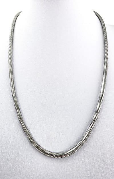 Halsketting - Stalen - Mannen - Ronde - Slangenketting - zilverkleur - L 60 cm - Br 4.2mm - prachtige te combineren met of zonder hanger.