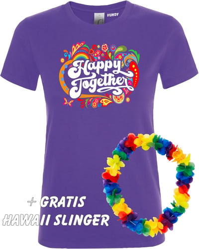 Dames T-shirt Happy Together Regenboog | Love for all | Gay Pride | Regenboog LHBTI | Paars dames | maat S