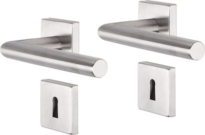 Deurkruk - Impresso Harrow - Voor binnen - Vierkant met vierkant sleutelrozet - RVS - 2 stuks