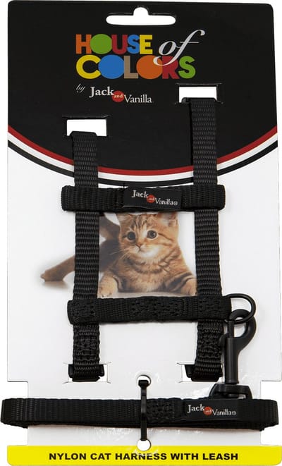 Jack And Vanilla - Tuigjes - Nylon Kattentuigje Met Looplijn - Zwart - 10mmx120cm Hocha2000 - 182910