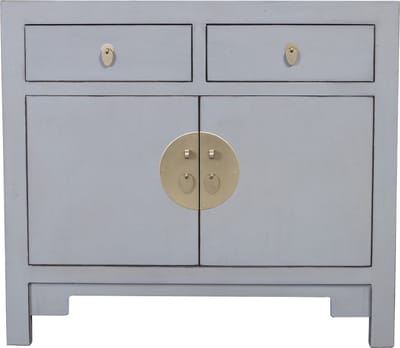 Fine Asianliving Chinese Kast Pastel Grijs - Orientique Collectie B90xD40xH80cm Chinese Meubels Oosterse Kast