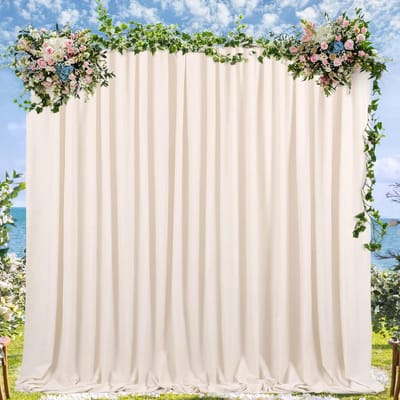 SnelShoppen - 150 x 300 cm Crème Achtergrond Gordijnen, 2 Stuks, Feest Decoratie Gordijnen voor Doop, Bruiloft, Verjaardag, School, Evenementen