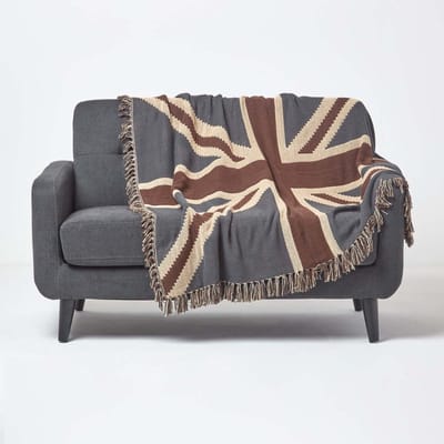 Homescapes Vintage Union Jack Jacquarddeken - Katoen, 120x150cm