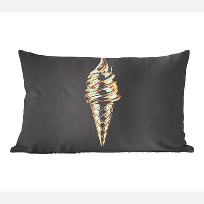 Sierkussens - Kussentjes Woonkamer - 60x40 cm - Ijs - Goud - Zwart - Eten