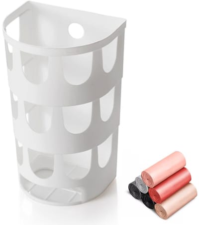 Dailygoods- Zakhouder wandmontage - Plastic boodschappentashouder - Duurzaam PP - Meerdere grote gaten - Ruimtebesparend ontwerp - Eenvoudig te installeren