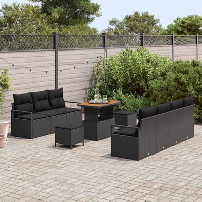 vidaXL - Tuinbank - Set - 10 - st - 9-Aantal - zitplaatsen - Zwart