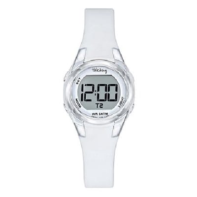 Tekday-654835-Dameshorloge-Kinderhorloge-digitaal-5 atm waterdicht-ideaal voor sport-2 tijden in te stellen-datum-licht-diameter 28-wit