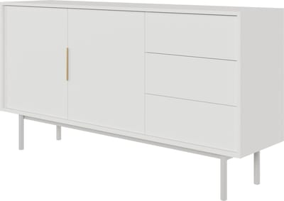 Selsey Komoda Viviaro - 154 cm Wit - tweedeurs met drie lades