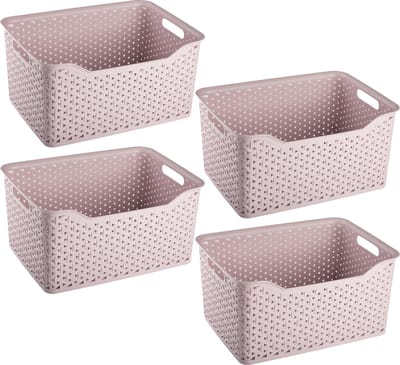 Plasticforte opbergmand/kastmandje - 4x - 18 liter - roze - kunststof - 29 x 39 x 19 cm