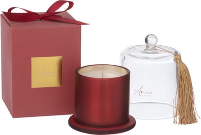 J-Line geurkaars Stolp Amour - Mimosa & Rose - glas - rood - large - 45U