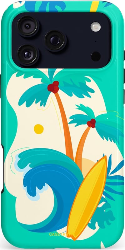 Casetastic hoesje geschikt voor Apple iPhone 17 Pro Max - MagSafe - Dubbellaagse bescherming - Golvennoot - Fashion Case - Turquoise Crème