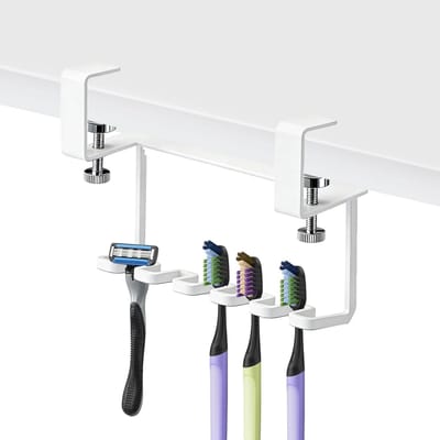 Tandenborstelhouder - Opberger Badkamer - Ruimte Besparen - Verstelbaar Ontwerp - 13x5x10 cm - Wit