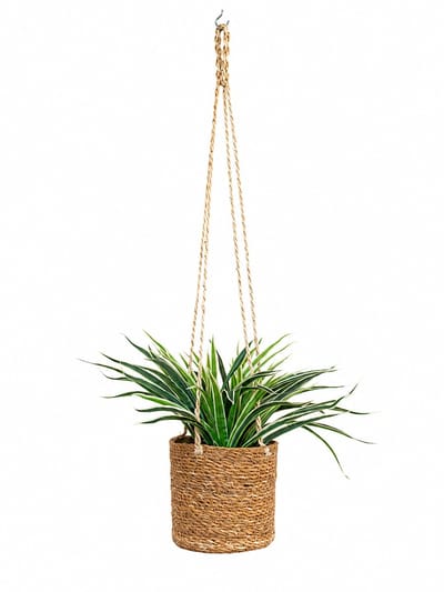 Kunstplant Siergras bont in hangmand naturel L100cm