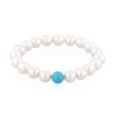 Luna-Pearls - 104.0663 - Armband - Dames - Zoetwater gekweekte parel 9-10 mm - Turkooisgerhodineerd