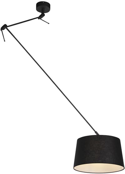 QAZQA blitz - Moderne Hanglamp met kap - 1 lichts - L 380 mm - Zwart - Woonkamer | Slaapkamer | Keuken