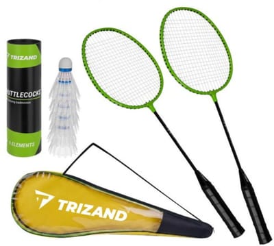 Playos® - Badminton Set - 2 Rackets, 6 Shuttles en Opbergtas - Groen - Badmintonset - Badminton Rackets - Badminton Set - Recreatief - Kampeer Speelgoed - Camping - Kamperen
