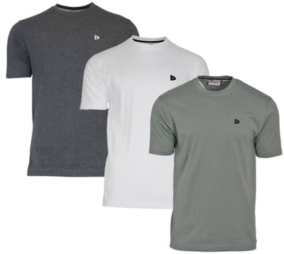 3-Pack Donnay - T-shirt (Vince) - Sportshirt - Heren - Charcoal/White/Jungle green (710) - maat 3XL