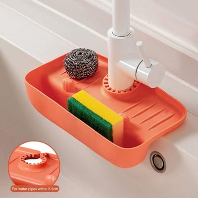 Kraanbestand tegen spatten - Wastafel opvangmat - Anti-glijden tafel mat - Asfalt opvang - Keuken wastafel tegen spatten plaat - Silicone TPE kraanbestand - 1 stuk verpakking (oranje)