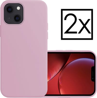 Hoesje - 2 Stuks - Geschikt voor Apple iPhone 14 - Sterk & Shockproof - Case Siliconen - Back Cover - Telefoon Hoes - Lila