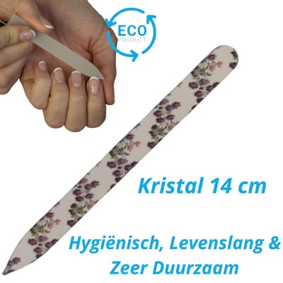 MILANO Professionele Kristal Glasvijl Nagelvijl - Bloemetjes - Nagels - Glass Nailfile - enkelzijdig 760