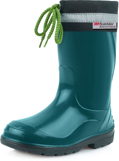 Ladeheid Kinder Regenlaarzen - Rubber - Hoog met Veters - PVC - Waterdicht – Donkergroen Zwart – 21 - LA-LMG-972-Kim