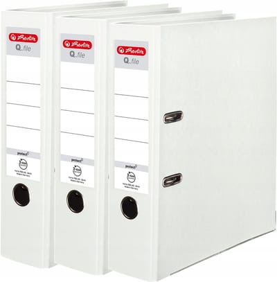3x Herlitz Q.file Segregator A4 80mm Wit - Essentieel voor kantoor