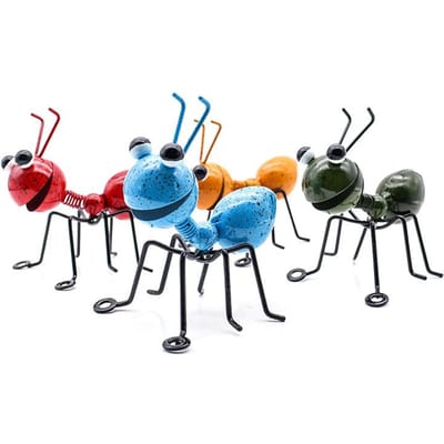 4 stuks Patio Ambacht Tuin Buiten Tuin Schattig Insect Hangend Huis Decoratie Cadeau Ornament Metalen Mier Bij Woonkamer Wandkunst Beeld gray